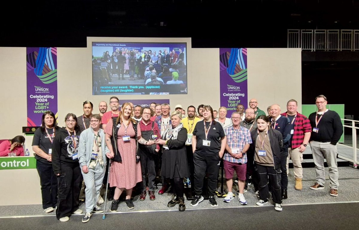 UNISONSW's tweet photo. Pride celebrations, a Tolpuddle takeover, and winning a national organising award for the second year running—what a fantastic year it’s been for our regional LGBT+ self-organised group 🏳️‍⚧️🏳️‍🌈

They’ve made UNISON’s year of LGBT+ workers a truly remarkable celebration. Looking ahead to 2025, the group is set to build on this legacy with even more organising, awareness-raising, and training planned ✊🏼