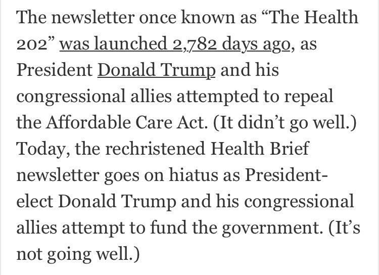 Dan Diamond (@ddiamond) on Twitter photo WaPo’s Health Brief newsletter — once known as the Health 202 — is going on hiatus. Thanks to <a href="/MEPDeily/">MaryEllen Deily</a> for letting me guest-write today’s issue and shout out to <a href="/McKenzieBBeard/">McKenzie Beard</a> for all her hard work on many, many newsletters over the years. WaPo’s Health Brief newsletter — once known as the Health 202 — is going on hiatus. Thanks to <a href="/MEPDeily/">MaryEllen Deily</a> for letting me guest-write today’s issue and shout out to <a href="/McKenzieBBeard/">McKenzie Beard</a> for all her hard work on many, many newsletters over the years.