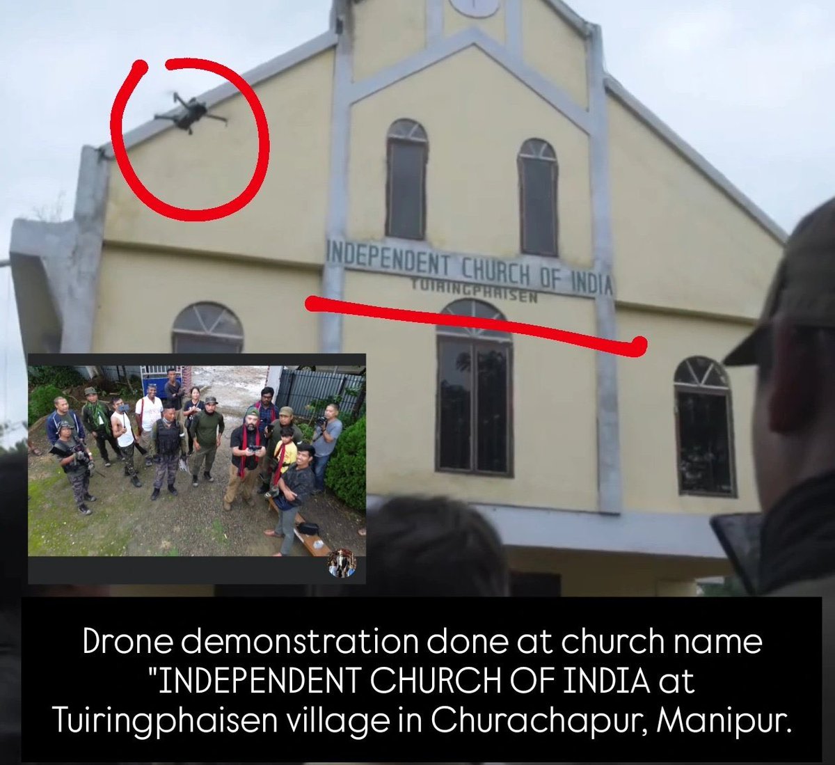 FrontalForce's tweet image. Drone demonstration at a church in Manipur