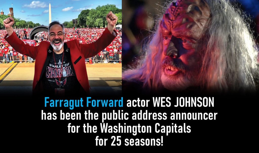 KaoticaStudios's tweet photo. Fun fact: #FarragutForward actor @WesJohnsonVoice has been the P.A. announcer for the Washington Capitals hockey team for 25 seasons!

Check out the great interview with Wes in Northern Virginia Magazine!

#wesjohnson #valal #kaoticastudios #farragutfilms #startrek #fanfilm https://t.co/ted6X6PeGE