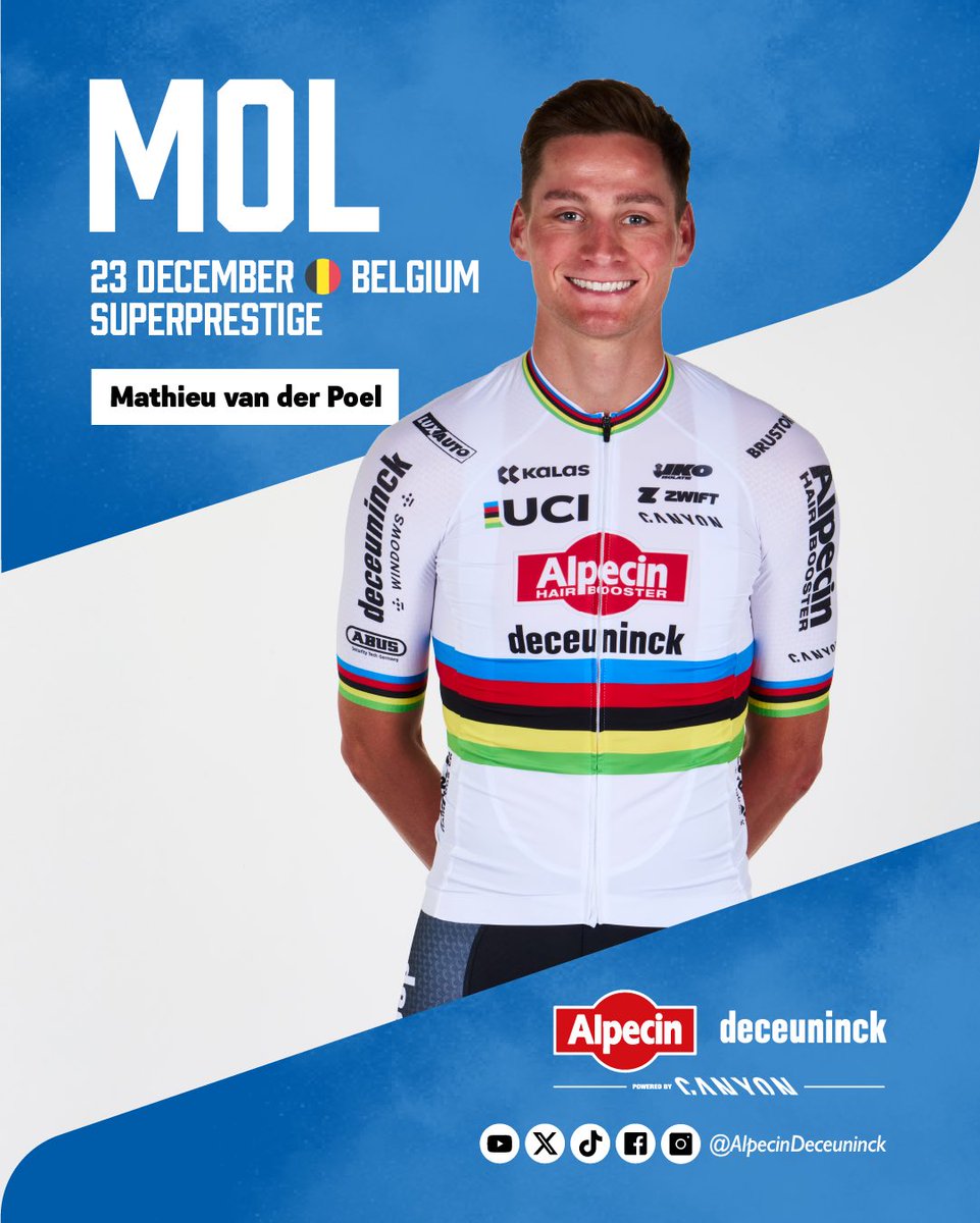 Alpecin-Deceuninck Cycling Team (@alpecindck) on Twitter photo 🌈 Three days of top cyclocross action!
With two <a href="/UCIcyclocrossWC/">UCI Cyclo-cross World Cup</a> races and a <a href="/SuperprestigeCX/">SuperprestigeCX</a> event, we’re gearing up for a great long weekend.
Our lineup for Hulst 🇳🇱: <a href="/NielsVDPutte/">Niels Vandeputte</a> (elite) and <a href="/tibordelgrosso/">Tibor Del Grosso</a> & <a href="/JenteMichels/">Jente Michels</a> (U23). On Sunday in Zonhoven, Niels gets some 🌈 Three days of top cyclocross action!
With two <a href="/UCIcyclocrossWC/">UCI Cyclo-cross World Cup</a> races and a <a href="/SuperprestigeCX/">SuperprestigeCX</a> event, we’re gearing up for a great long weekend.
Our lineup for Hulst 🇳🇱: <a href="/NielsVDPutte/">Niels Vandeputte</a> (elite) and <a href="/tibordelgrosso/">Tibor Del Grosso</a> & <a href="/JenteMichels/">Jente Michels</a> (U23). On Sunday in Zonhoven, Niels gets some