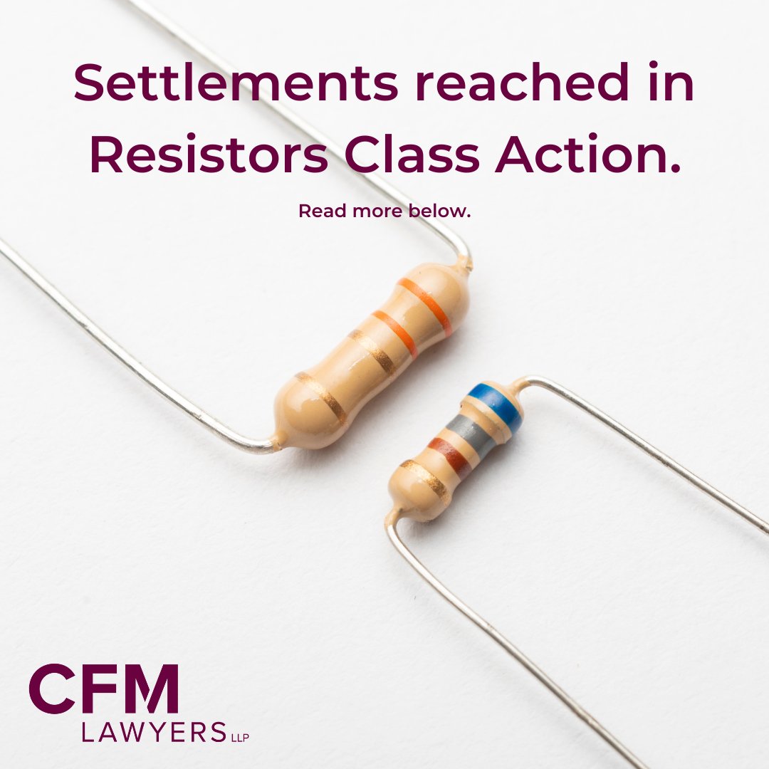 CFMLawyers's tweet photo. Settlements with the remaining defendants have been reached in the Resistors Class Action.
If approved, the settlements will resolve the #classactions in their entirety.
To learn more, visit the website below to view the official notice: https://t.co/NjVNFLLasH https://t.co/TLuFD6YPju
