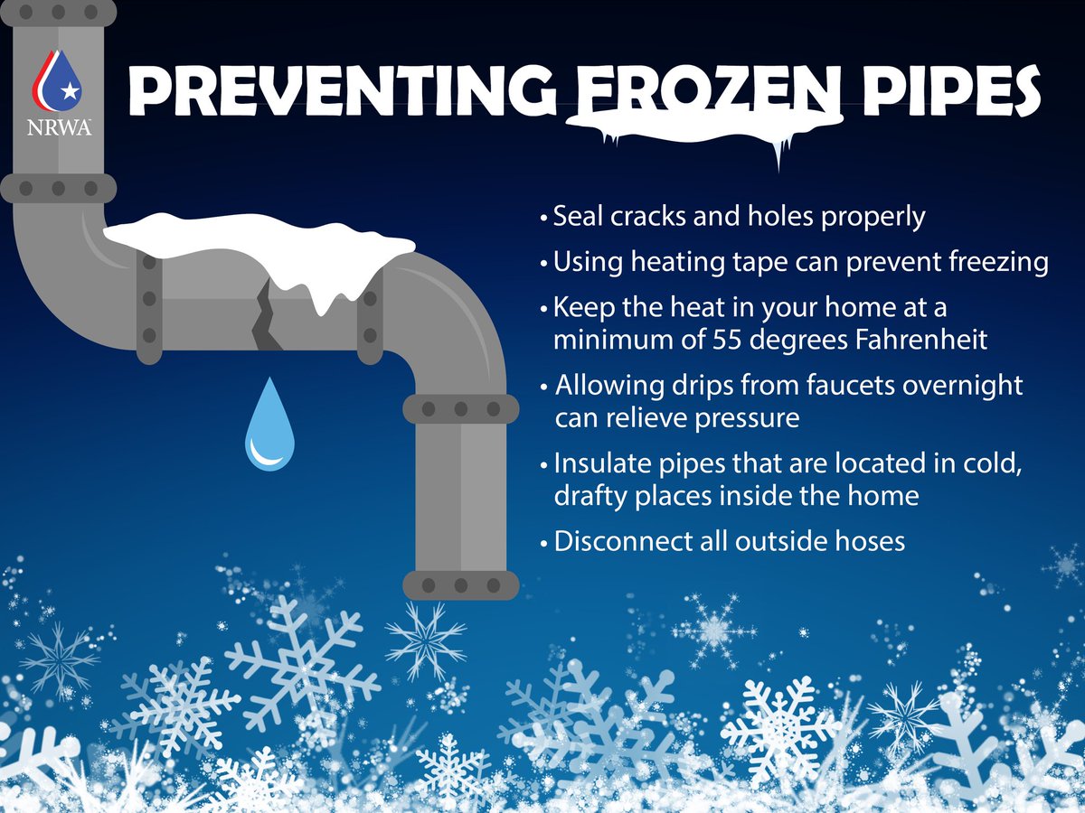 NRWA's tweet photo. Brrr! It is that time of year again where pipes are at risk of freezing. Protect your pipes by following these quick tips!
#FrozenPipes
#FreezingTemperature
#ProtectYourPipes https://t.co/6yTQmLpaYz