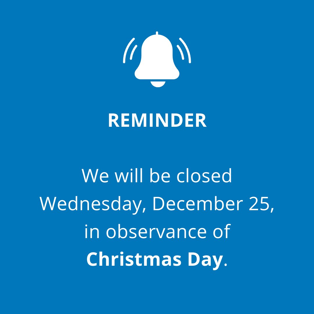 Don't forget... We will be closed on Wednesday, December 25, in observance of Christmas Day. #ValleyStarCU #Christmas  #Holiday