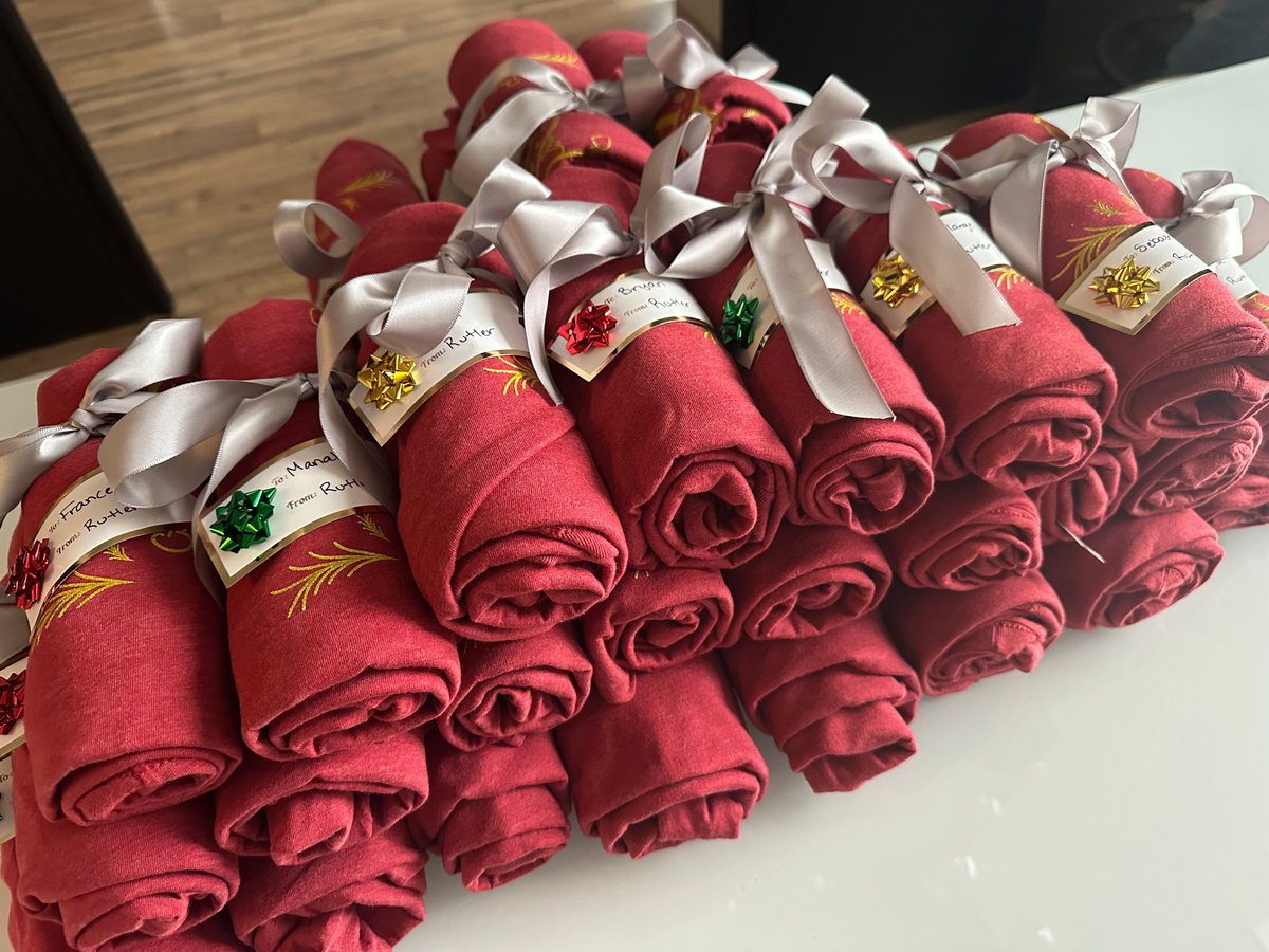 RutlerScreenPri's tweet photo. We are having our annual Christmas party today! In addition to our “Left, Right, Center” game and our lunch, we made these cute shirts for everybody! We hope you all have a lovely holiday from the Rutler Team! https://t.co/pTxRUbyryL