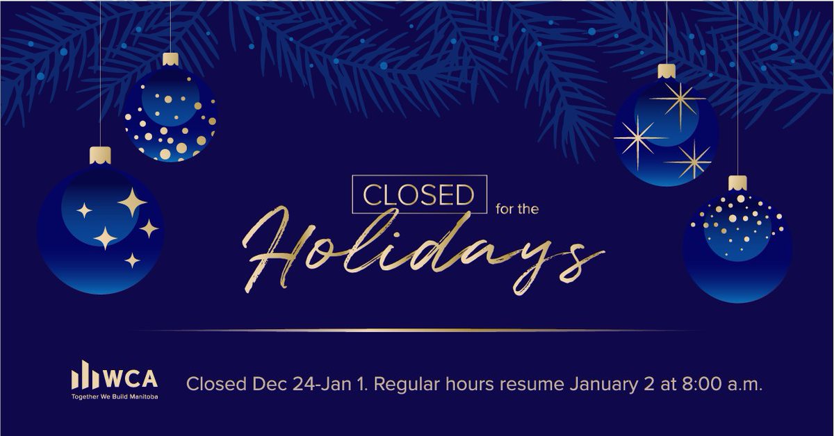 Please note, WCA's office will be closed from December 24 - January 1, reopening on January 2 at 8:00 a.m. There will be no WCA BuildCast report on December 23 or December 30 - BuildCast will return on January 6.