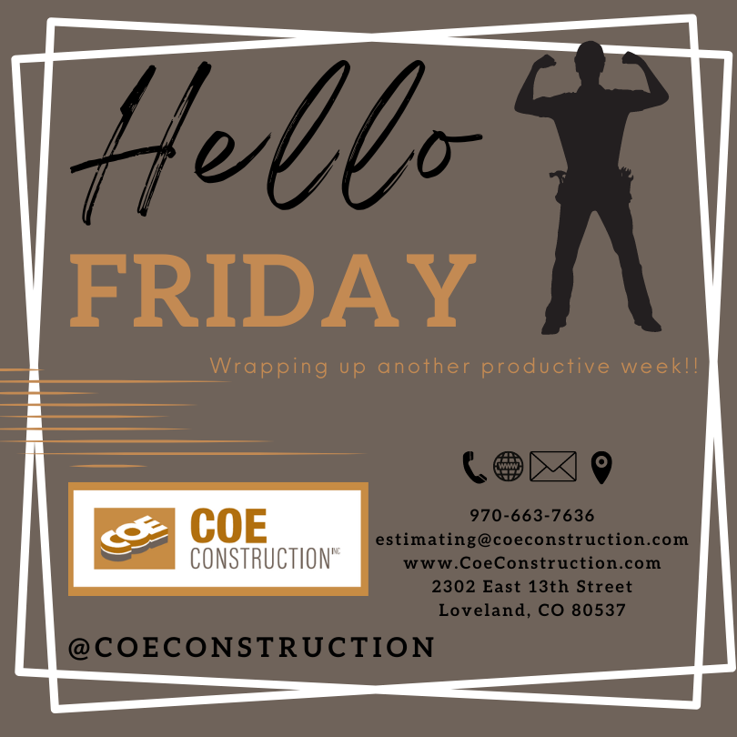 COEConstruct's tweet image. 🎉💪 It’s Friday, and we’re wrapping up another week of hard work and progress at Coe Construction! 🏗️ Big thanks to our amazing team for their dedication. Ready to build even more next week! Explore our projects: coeconstruction.com 🚧 #FridayVibes #TeamCoe