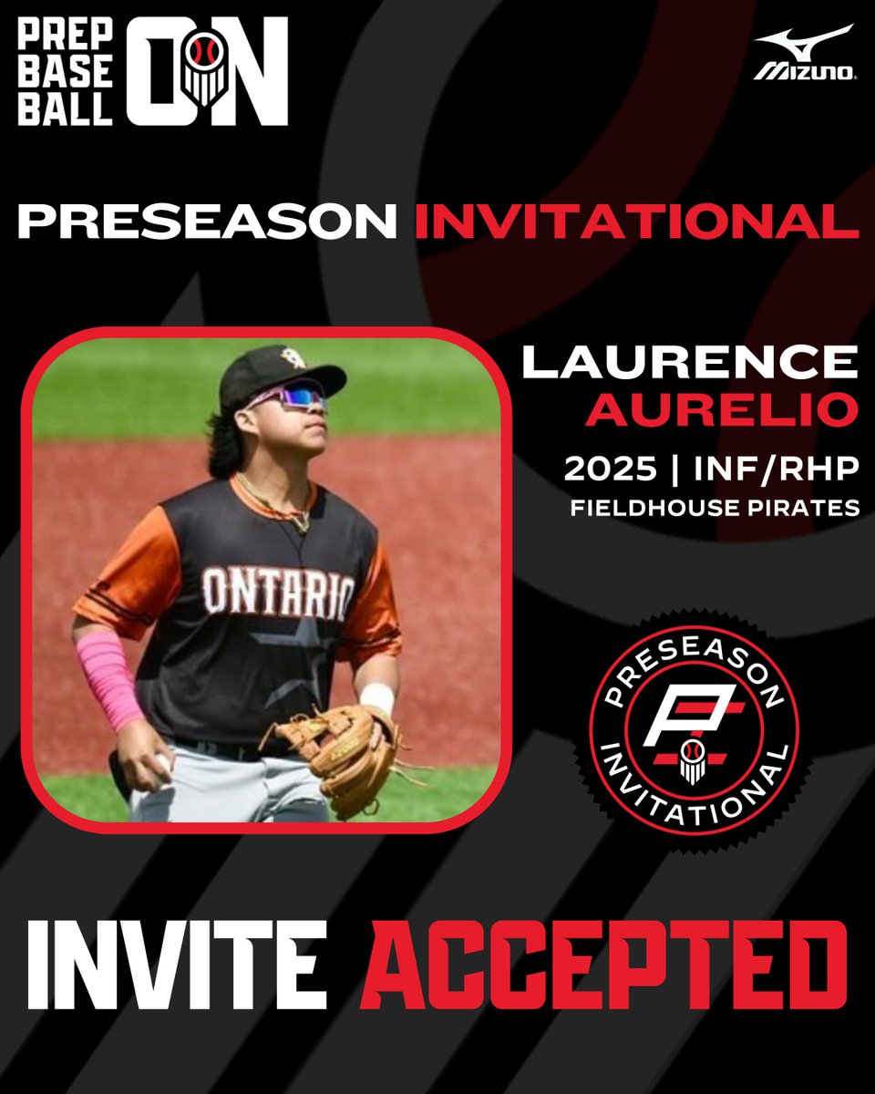 PrepBaseballON's tweet photo. 𝐏𝐫𝐞𝐬𝐞𝐚𝐬𝐨𝐧 𝐈𝐧𝐯𝐢𝐭𝐚𝐭𝐢𝐨𝐧𝐚𝐥: 𝐈𝐧𝐯𝐢𝐭𝐞 𝐀𝐜𝐜𝐞𝐩𝐭𝐞𝐝

'25 INF/RHP Laurence Aurelio (@FHPirates) has accepted his invite to the top preseason event in ON‼️

Event is 𝐒𝐎𝐋𝐃 𝐎𝐔𝐓 https://t.co/q1dZuI0Nb1
