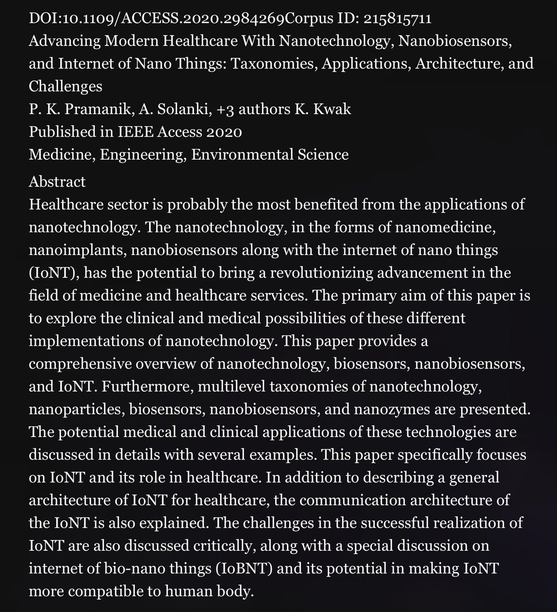 CorinneNokel's tweet image. #SabrinaWallace 

INTERNET OF BIO-NANO THINGS

#NanoBiosensors #PrecisionAI_MEDICINE 

IEEE 802.15.4 #MicroBAN