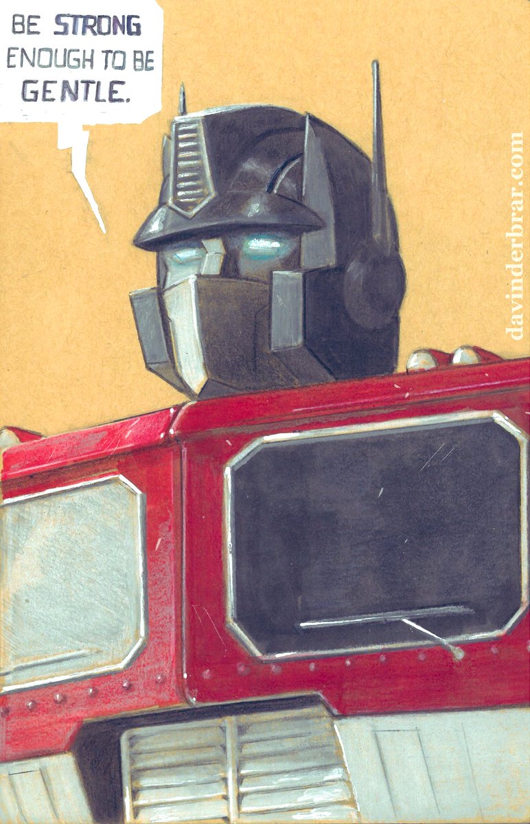 DavinderBrar01's tweet photo. Optimus Prime on toned paper with markers and coloured pencils. https://t.co/0jIRSeDMox