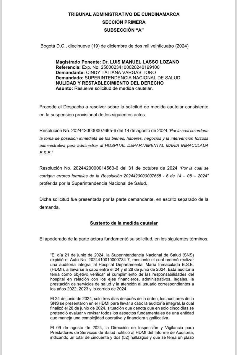CorruptHunterCo's tweet photo. Dice @Supersalud "que la medida cautelar no está en firme y la intervención continúa" refiriéndose al pronunciamiento del @TACundinamarca.

Entonces ¿@LuchoPorCaqueta embriagado de poder y mal asesorado se salió de control? 🤔💬💭

#HospitalMaríaInmaculada #Caquetá #SaludPública https://t.co/1WzD6QC4XK