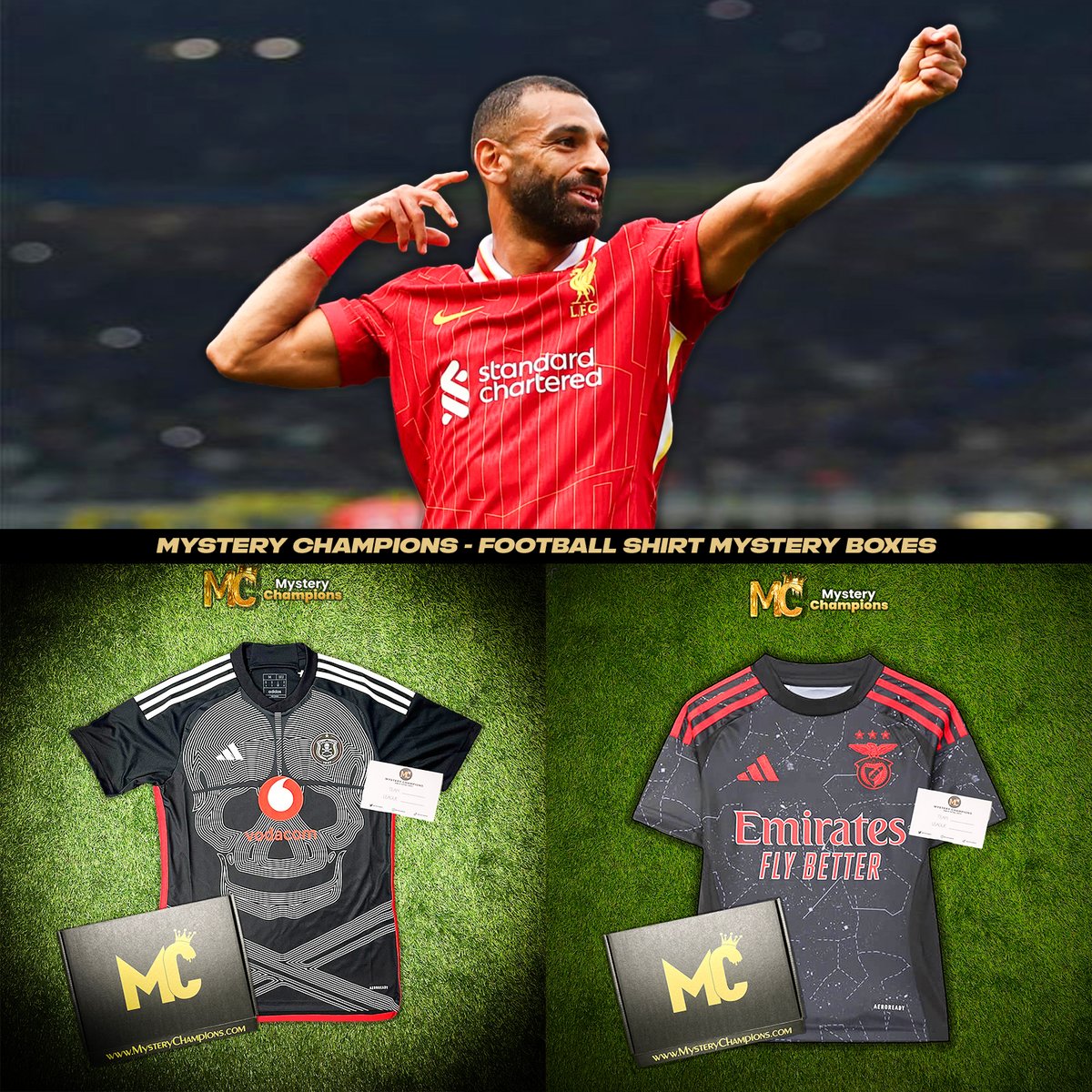 If Mohamed Salah 🇪🇬 scores ANYTIME today we’ll giveaway one of our Mystery Football Shirt Boxes 📦

To enter👇

🔄 Retweet
🤝 Follow us <a href="/MysteryChampion/">Mystery Champions</a>

Good luck champions 👀