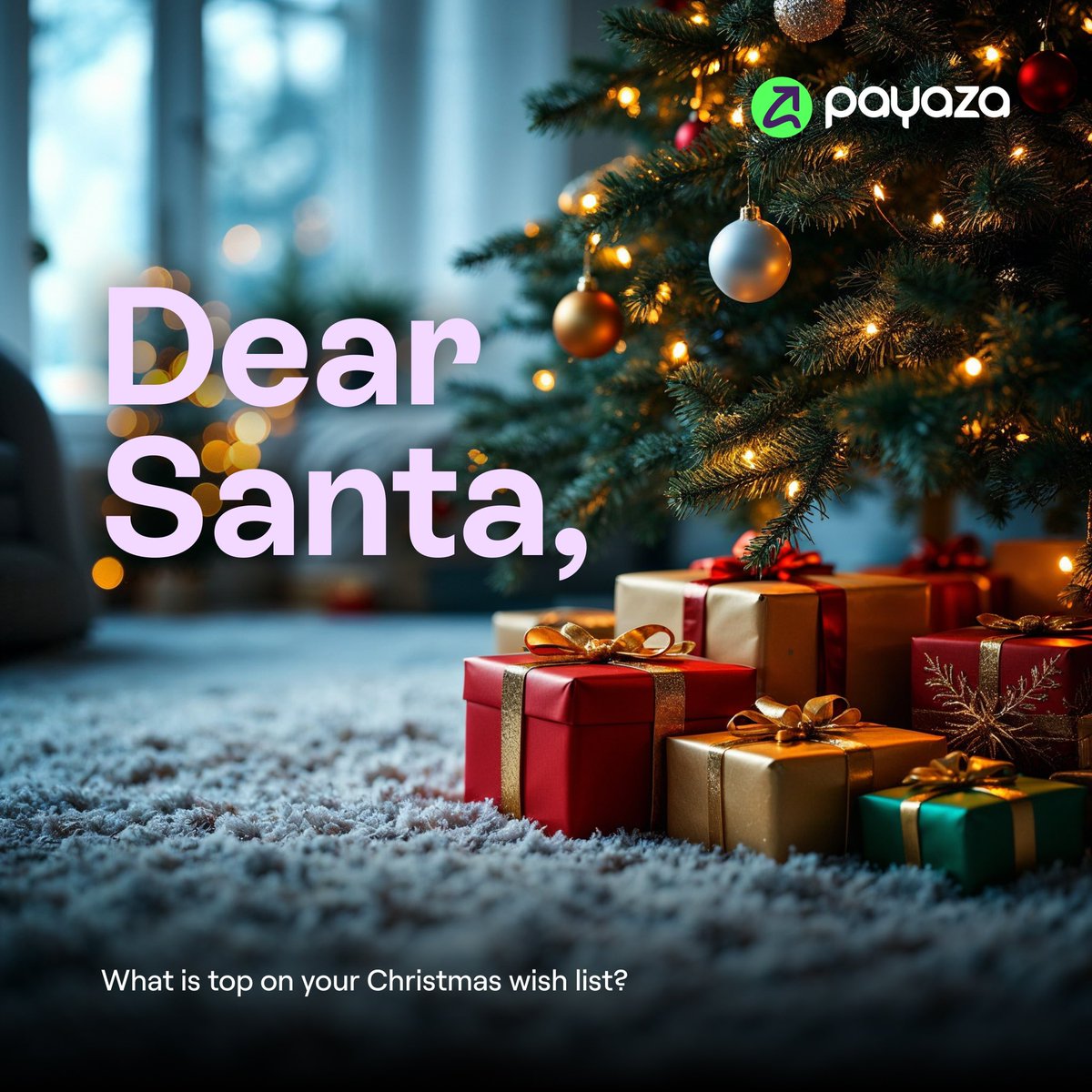 mypayaza's tweet photo. This season of joy, let every wish come true without the stress of complicated payments! 

With Payaza, your trusted payment gateway, you can shop for the perfect gifts, plan your festive surprises, and make cherished memories—all backed by smooth, secure, and reliable transactions.

From online purchases to supporting your favorite businesses, trust Payaza to make your celebrations magical. 

#Payaza #SecureTransactions #HolidayWishes #ChristmasShoppingMadeEasy #SeamlessPayments #DearSanta #SeasonOfGiving