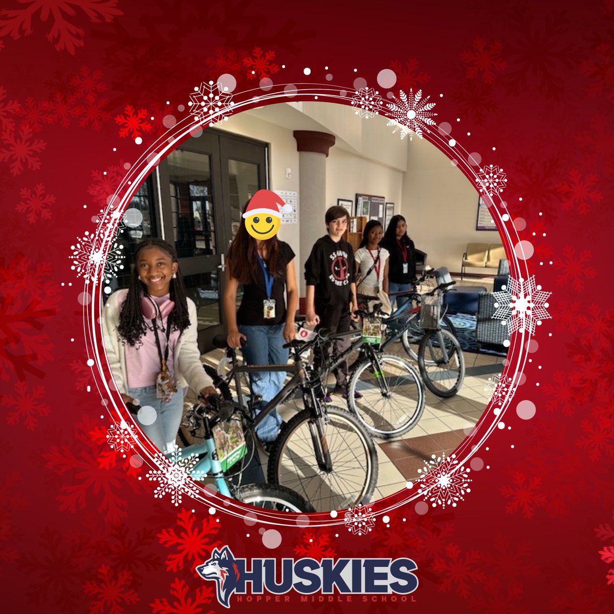 HopperMS's tweet photo. These @HopperMS  Huskies had perfect attendance in December and were lucky winners in our bicycle raffle this morning. More fun prizes to come next semester...stay tuned Huskies and come to school everyday for a chance to win! #Hoppertunity #WeAreThePACK #pathtoamazing https://t.co/VslsNa80zx