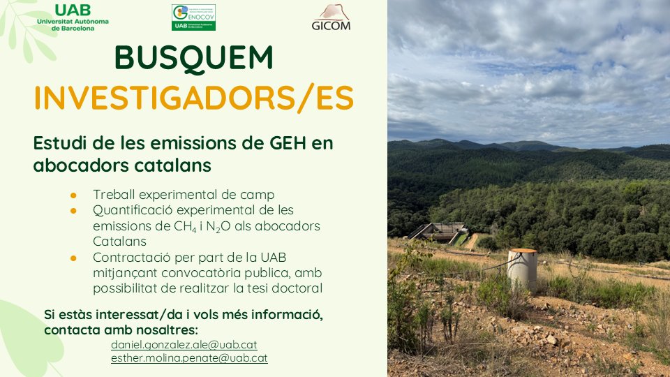 📣Molt bona oportunitat per desenvolupar la teva carrera investigadora!
➕ info al link acortar.link/pBdwg5

<a href="/GICOM11/">GICOM</a> <a href="/GENOCOV/">GENOCOV</a> <a href="/DeqbaUab/">UAB enginyeria química, biològica i ambiental</a> <a href="/EnginyeriaUAB/">Escola d'Enginyeria UAB</a>