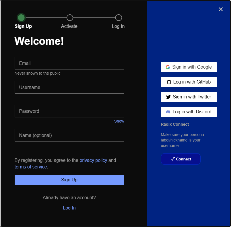 Radix Connect is now live on RadixTalk! No need to remember your email or password, just login using your Radix Wallet!

Try it out:
radixtalk.com/t/radix-connec…

Thanks <a href="/beemdvp/">beem</a>!