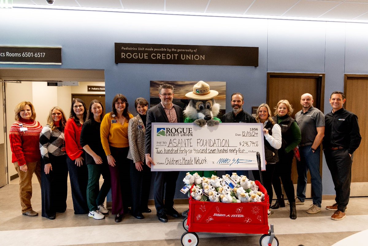 Last week, Rogue Credit Union donated over $246,000 to the Asante Rouge Regional Medical Center! Read more:
loom.ly/u0UlmNs
#creditunions #charity