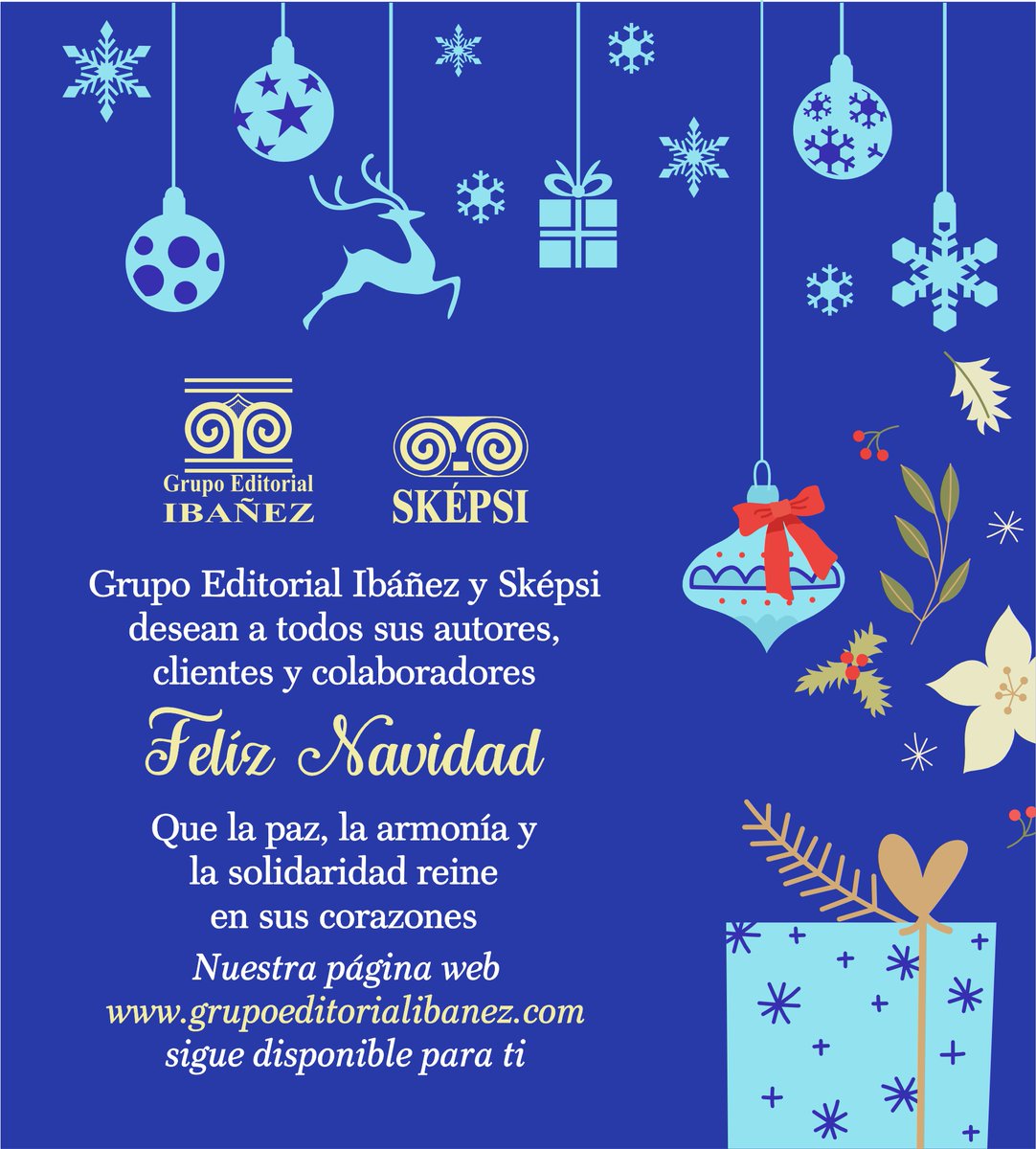 Grupo Editorial Ibáñez y Sképsi te desean #Feliznavidad, esperamos que haya mucho amor y sonrisas en todas las familias 👨‍👩‍👧‍👦🌈 Recuerda que el que #regalalibros también #regalaamor 🎁🎈

Nuestra página web grupoeditorialibanez.com disponible siempre para ti 🥳 #FelicesFiestas
