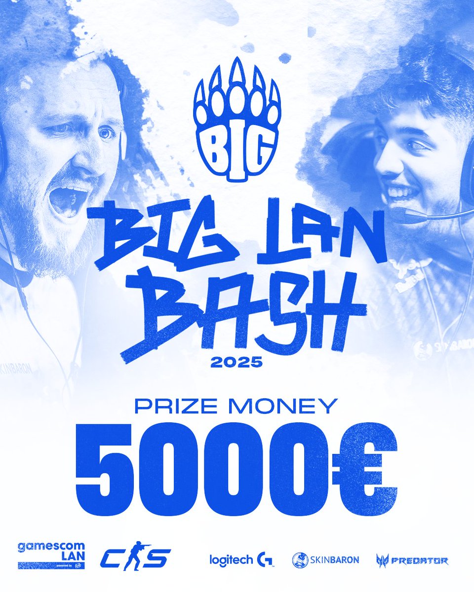 BIG (@bigclangg) on Twitter photo 🔥 BIG <a href="/GamescomLAN/">gamescom LAN</a> 2025 – Wir sind wieder am Start! 🔥
Das Highlight für alle LAN-Teilnehmer: Ein episches 5on5-Turnier mit einem Preispool von 5.000 €! 💰🎯
Danke an unsere Partner <a href="/LogitechGDE/">Logitech G DE 🇩🇪 🇦🇹 🇨🇭</a>, <a href="/SkinBaronDE/">SkinBaron.de</a> und <a href="/PredatorGaming/">Predator Gaming</a> – ohne euch wäre das nicht möglich! 🙌 🔥 BIG <a href="/GamescomLAN/">gamescom LAN</a> 2025 – Wir sind wieder am Start! 🔥
Das Highlight für alle LAN-Teilnehmer: Ein episches 5on5-Turnier mit einem Preispool von 5.000 €! 💰🎯
Danke an unsere Partner <a href="/LogitechGDE/">Logitech G DE 🇩🇪 🇦🇹 🇨🇭</a>, <a href="/SkinBaronDE/">SkinBaron.de</a> und <a href="/PredatorGaming/">Predator Gaming</a> – ohne euch wäre das nicht möglich! 🙌