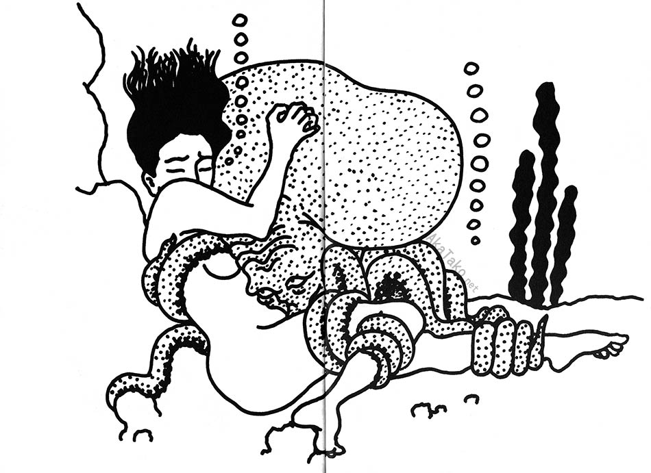 AkaTakonet's tweet photo. A very special hug.
From UNNEN art zine of Toshio Saeki's black and white early works. 28 page mini art book is available at AkaTako.
https://t.co/OFjtXghycd
#toshiosaeki #unnen #artzine #earlyworks #佐伯俊男 #specialhug https://t.co/xQS5oEeija