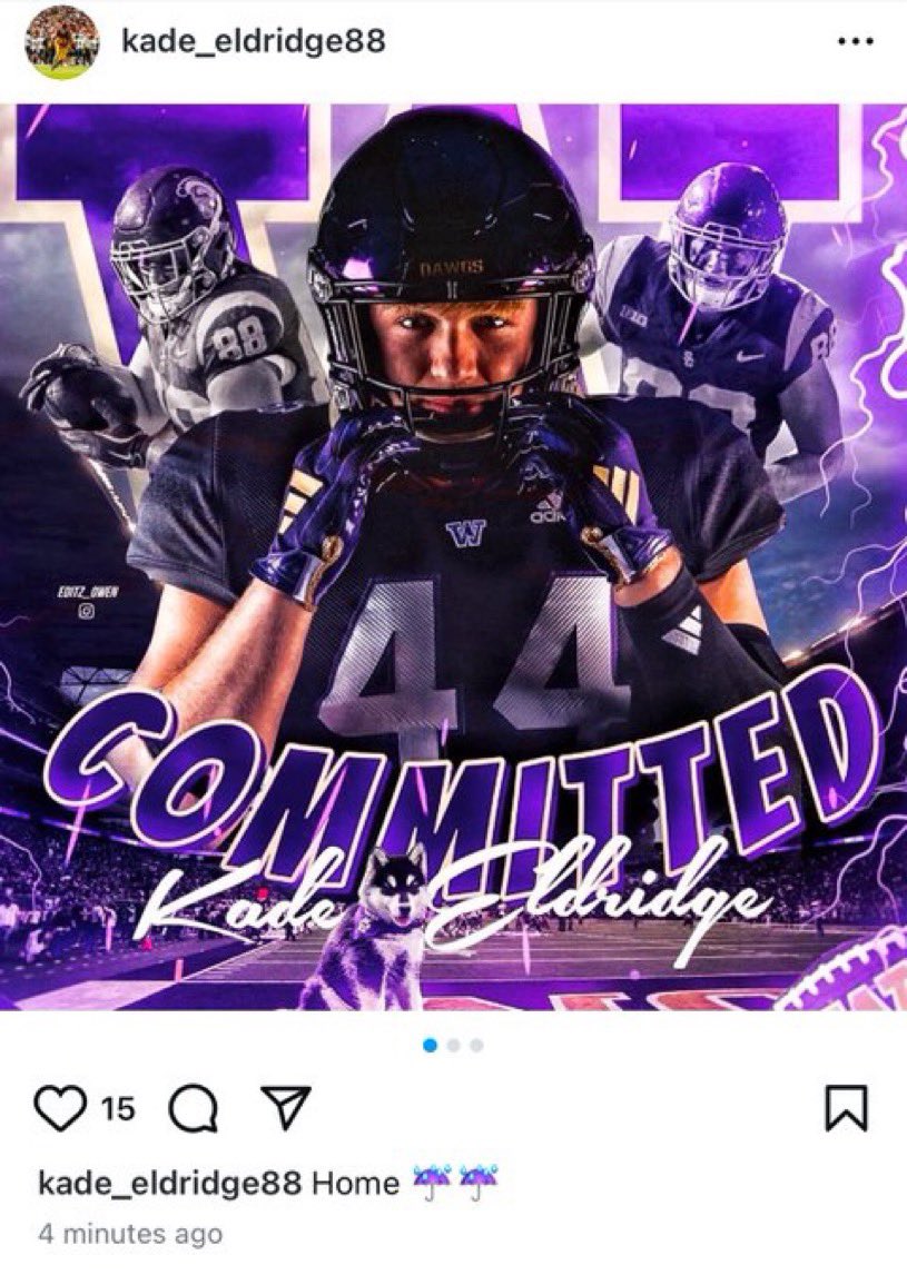 The transfer TE from Lynden, WA is officially a Husky!