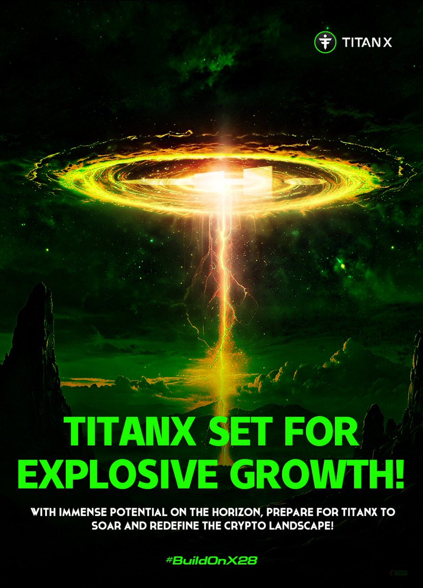 AngelsDemons83's tweet photo. #TITANX $TITANX & #BuildOnX28 dominating crypto 🍀🟢

TITANX Ecosystem: A Journey of Resilience and Growth 🌿
Community Strength 💪
Engagement: Over 19,712 active members contribute daily.
Marketing Efforts: Every member pitches in to market TITANX to their capacity.

Current Ecosystem Status 🚀
Self-Sustaining Burn: Post-v2 burn phase, TITANX now relies on a mature ecosystem for token burns.
Smart Contracts: Deployed over 50 smart contracts with 27 successfully launched.

Against the Trend 💹
Market Performance: While BTC dropped by 2.11%, TITANX surged by 6.6%.
Growth: Achieved over 300% growth from its lowest point in the past year.

Sustainability Initiatives ♻️
X28+Shogun: Achieves a 70% burn efficiency for TITANX.
Burn Rate: Current total supply has been reduced by 51%.

Resilient Community 📈
Market Defiance: The community's resilience leads to market defiance, pushing TITANX up even as BTC dips.
Potential: This gem of a community is seen as a 100x opportunity.