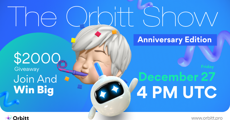 Set Reminders Dec 27, 4 PM UTC! 🌟⬇️
https://t.co/OQFMo6Jdg9
✨Staking Launch🤑 Win $2000
🤔 CEX Listing. How⬇️
1️⃣ Share Orbitt moment
2️⃣ Post tagging @orbitt_ai &amp; 3 crypto friends
3️⃣ Add your tweet link &amp; guess the CEX in 💬👇🏻
🎁 Winners LIVE during the show! Must join to win! https://t.co/QOg9utps78
