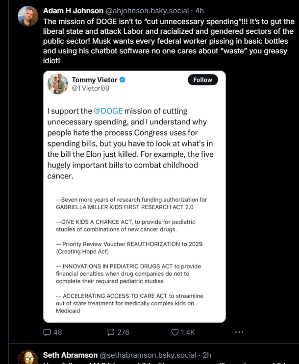 rwkarp's tweet photo. @TVietor08 @DOGE I know you are not on BlueSky.  But the name calling has begun on there as well.  Someone screen grabbed this post and then called you a "greasy idiot".  Welcome to BlueSky!   PS really like PSA. https://t.co/kjgZs8Y5G5