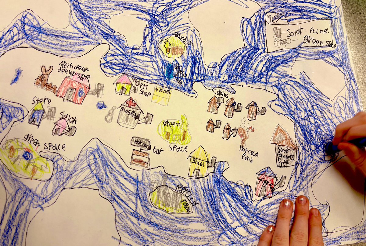 TiffLayne's tweet photo. Students used their knowledge from books they read this unit in RLA to design a Sustainable City for Elves 🧝 
that prioritizes environmental protection and atmosphere conservation. @CLCEThunderbird #thirdgrade https://t.co/O2O3ESuR6V