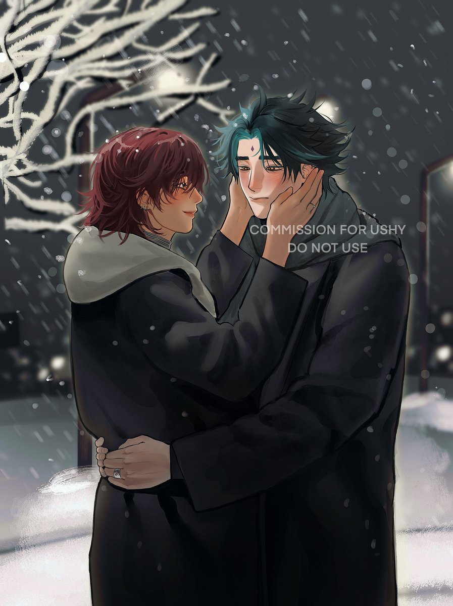 xiaomeowy's tweet photo. haven’t shared this here i got another winter xiaoshy comm it’s soooo cute 😭 #xiaoshy #selfinsert #xiao https://t.co/3r4dOY3spY