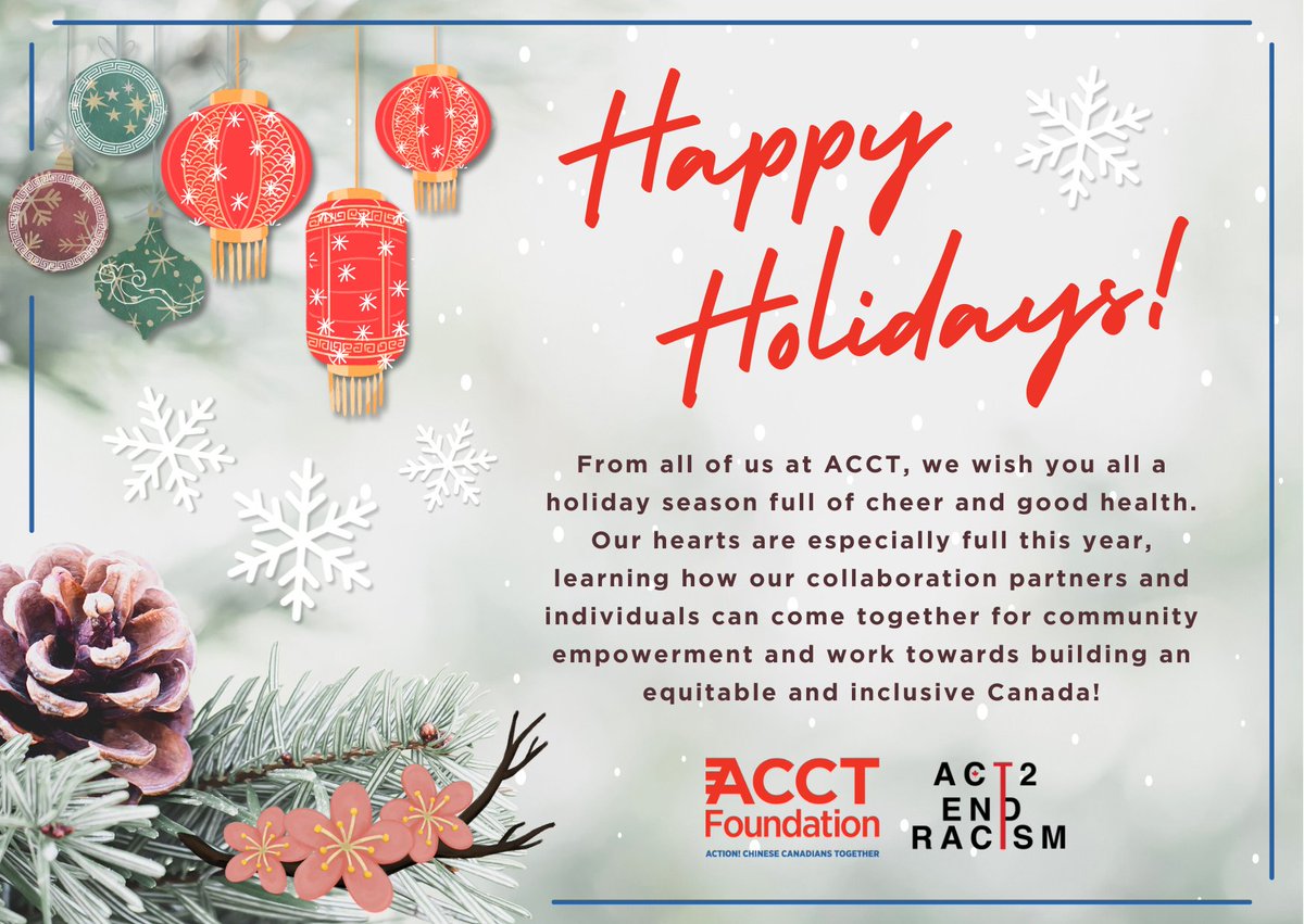 🎄 Happy Holidays from ACCT! 🎊

Thank you for supporting inclusion and equity. Wishing you joy, warmth, and health this season!

#HappyHolidays #ACCTFoundation #Act2EndRacism
