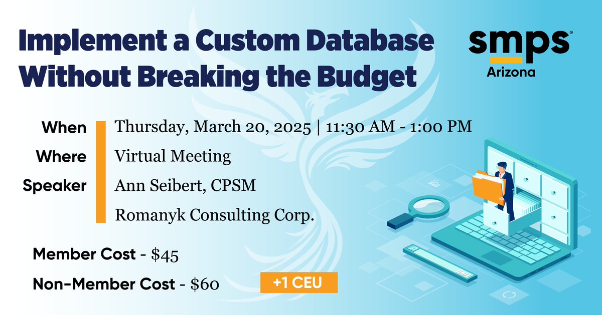 ⚠️SAVE THE DATE! 🗓️ 
Join #SMPSAZ in March for learn how to create and use a custom database that won't break the marketing budget. 🤯 

Click here for more information ---&gt; ow.ly/QFEt50UunqE