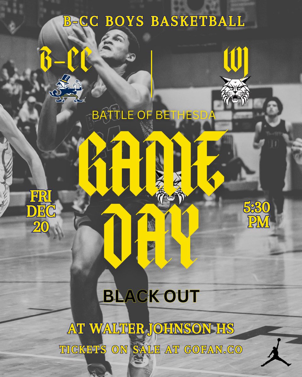 Come support your Battlin’ Barons as they look to get back on track in THE BATTLE OF BETHESDA, as they take on cross town rival Walter Johnson. 

📍Walter Johnson HS
🕞 Tip-off @ 5:30 | Girls @ 7:15 PM
🎟️ gofan.co/event/2377000
⚫️⚫️⚫️ BLACK OUT ⚫️⚫️⚫️
