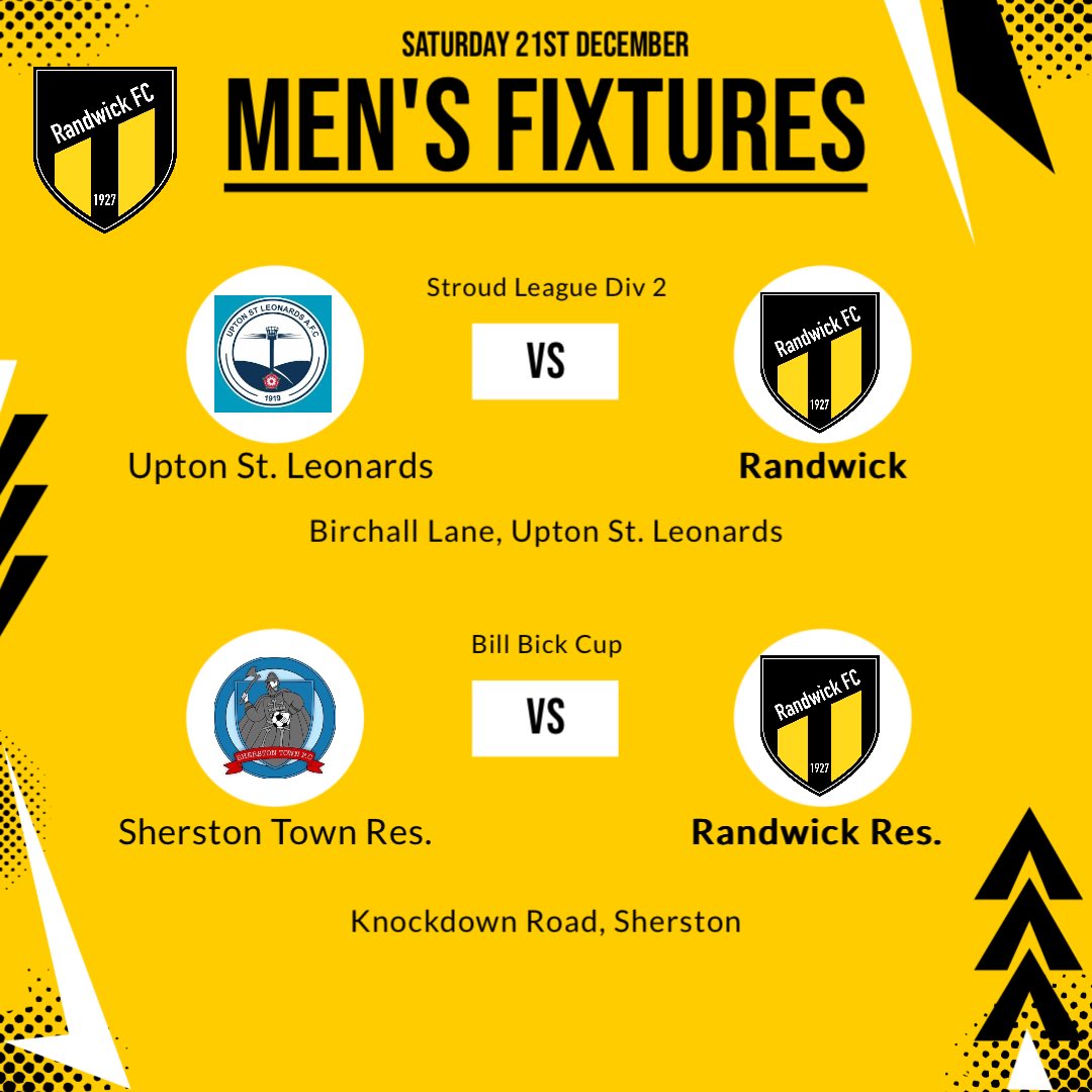 Randwick FC (@randwickfc) on Twitter photo 🎅🏻FIXTURES🎅🏻
🎄Firsts visit <a href="/USL_AFC/">Upton St Leonard’s AFC</a>
🎄Reserves visit <a href="/SherstonTownFC/">Sherston Town FC</a> Reserves in a tough looking Cup draw 🎅🏻FIXTURES🎅🏻
🎄Firsts visit <a href="/USL_AFC/">Upton St Leonard’s AFC</a>
🎄Reserves visit <a href="/SherstonTownFC/">Sherston Town FC</a> Reserves in a tough looking Cup draw