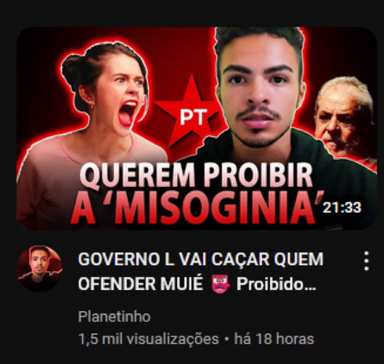 querem proibir a misoginia KKKKKKKKKKKKKKKKKK