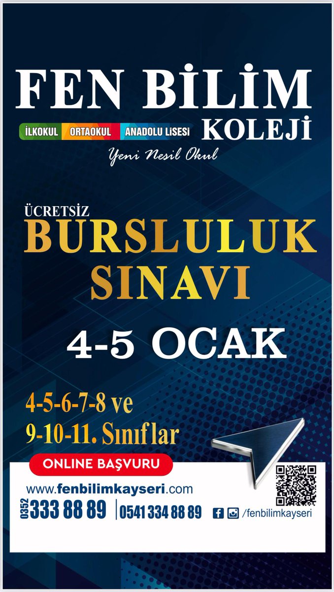 📢 4-5 Ocak Bursluluk Sınavı❗️
Kayseri Fen Bilim Kolejinde butik okul ayrıcalıklarından yararlanmak için kendine bir şans ver 4-5 ocakta misafirimiz ol, bursu kap 😏
#kayseriözelokulbursluluk
#kayseribursluluksınavı
#kayserierkenkayit