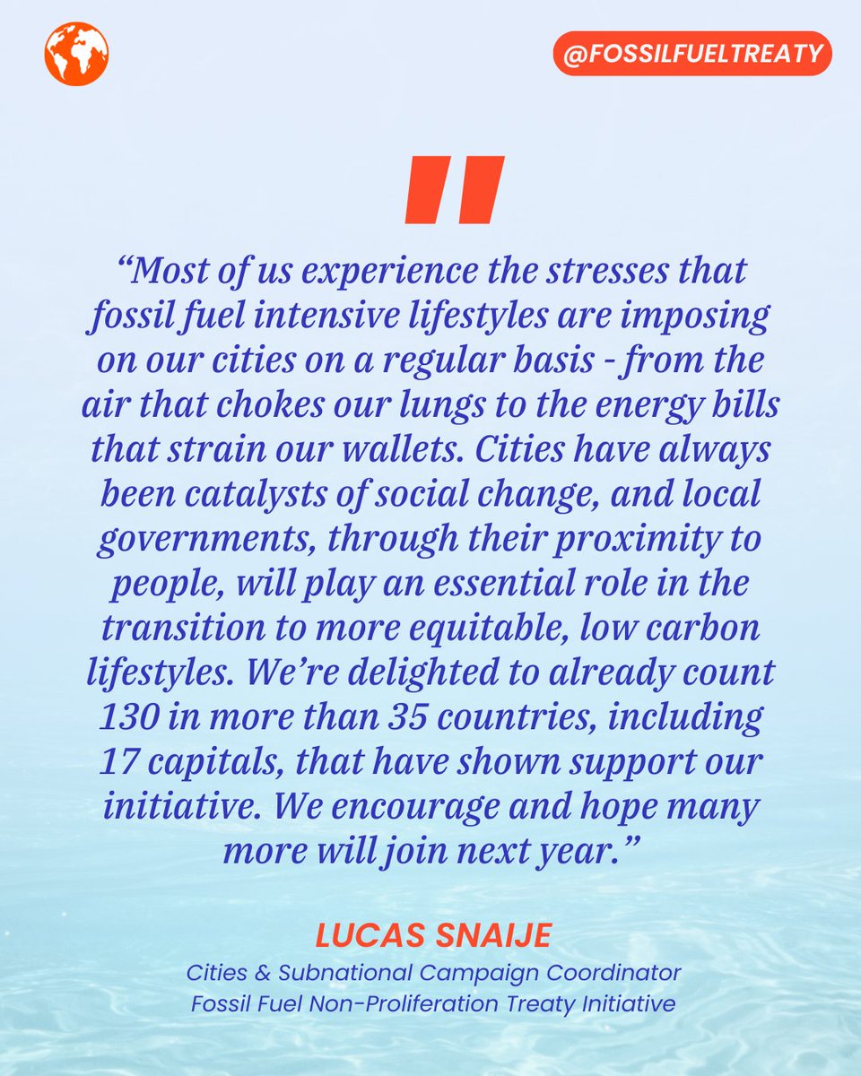 As 2024 comes to a close, 10 new cities and districts representing 15 million people have formally endorsed a Fossil Fuel Treaty 🔥

Cities are on the front lines of the climate emergency—and they're also climate leaders, steering environmental action around the world. This surge