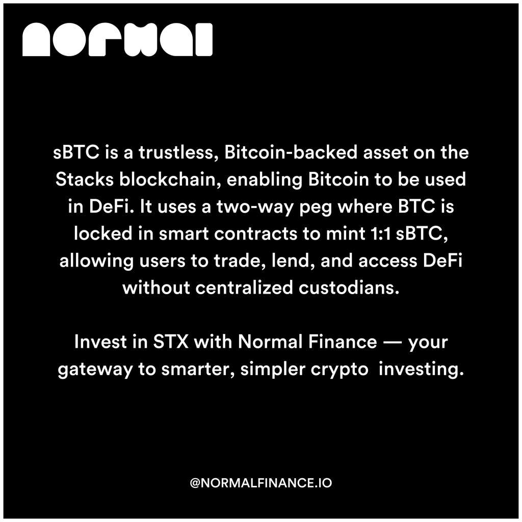 normalfi's tweet photo. 🚀 sBTC is live on the Stacks mainnet, unlocking Bitcoin’s true potential in DeFi! 🌐
Level up your investments with Normal Finance — your gateway to seamless crypto investing. 🔑
#BitcoinDeFi #Stacks #sBTC #CryptoInvesting #NormalFinance #MakeCryptoNormal https://t.co/TjRX3C02EX