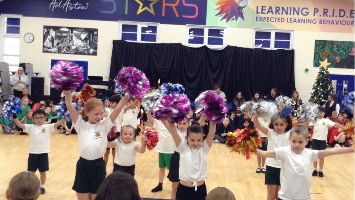 CheswickGreenPS's tweet photo. Stardust Academy have led cheerleading coaching sessions with Y3 this half term, culminating in a cheerleading festival held at Lode Heath School. We were so proud of Y3's confidence &amp; enthusiasm performing to a large audience, including a panel of judges 👏 https://t.co/gSqWrL4WeW