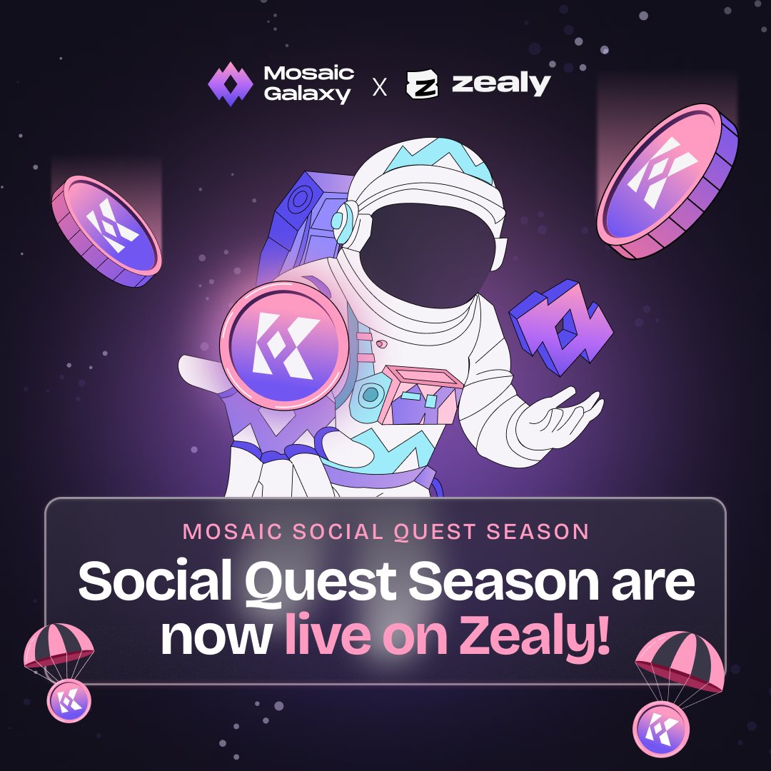 MosaicChain's tweet image. 🚀 Mosaic Galaxy Social Quest Season is LIVE! 🌌

💰 Win Your Share of $10,000 Worth of KDX #Airdrop! 💎

The Mosaic Galaxy #SocialQuestSeason is here, running from now until the end of February! Get ready to complete tasks, climb the leaderboard, and earn your share of $10,000…