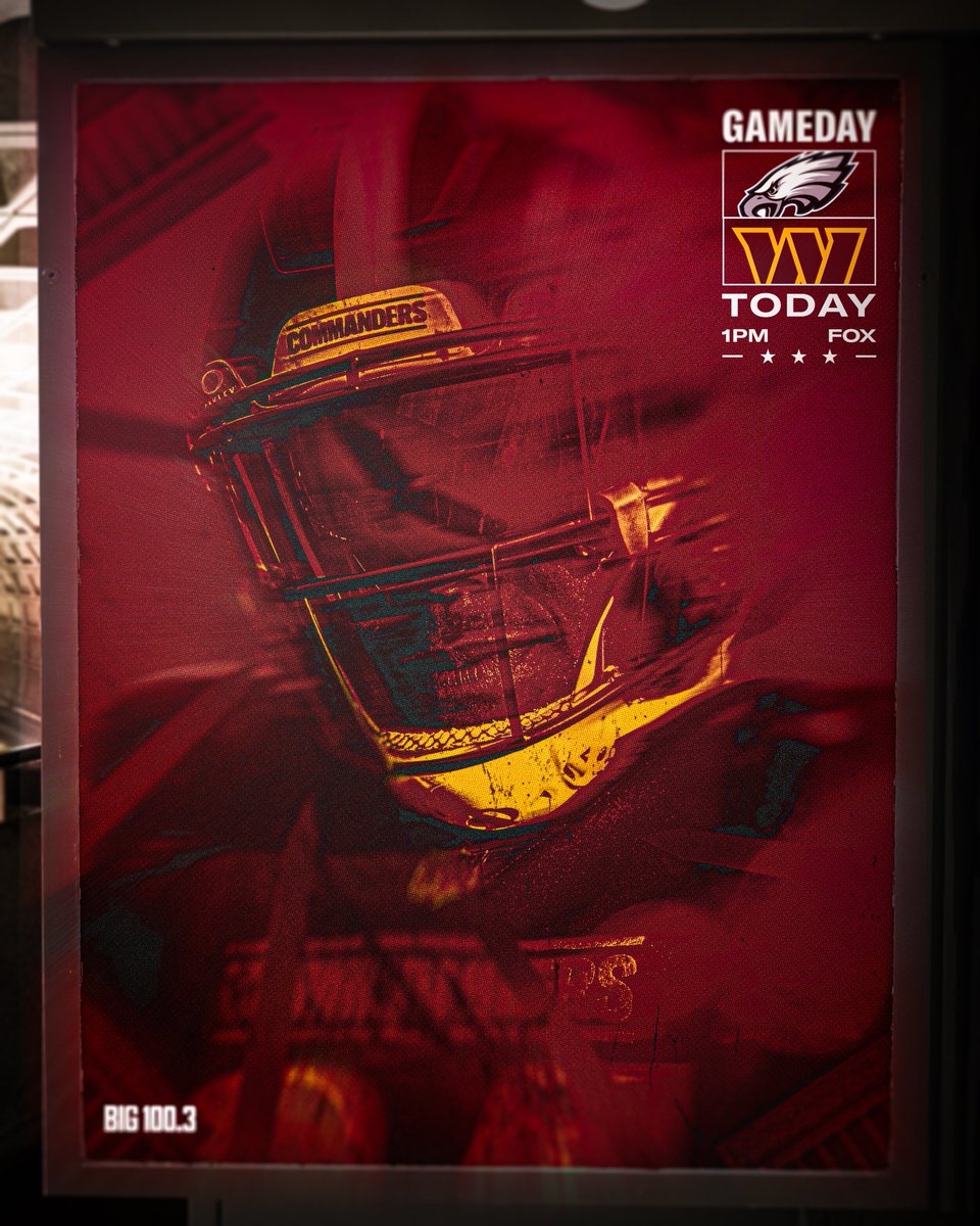 Commanders's tweet image. #PHIvsWAS GAMEDAY

@BIG100Radio | #RaiseHail