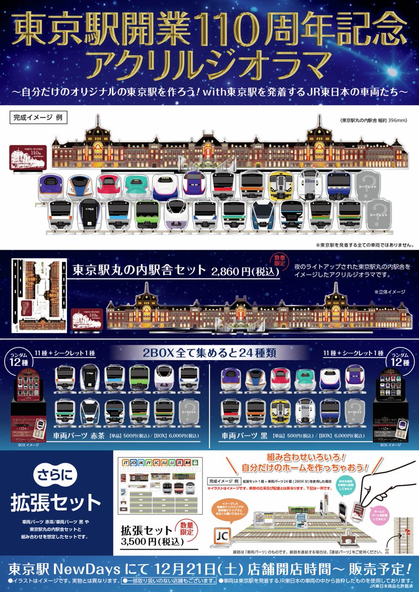 東京駅開業110周年記念アクリルジオラマ」が東京駅構内の一部NewDaysで