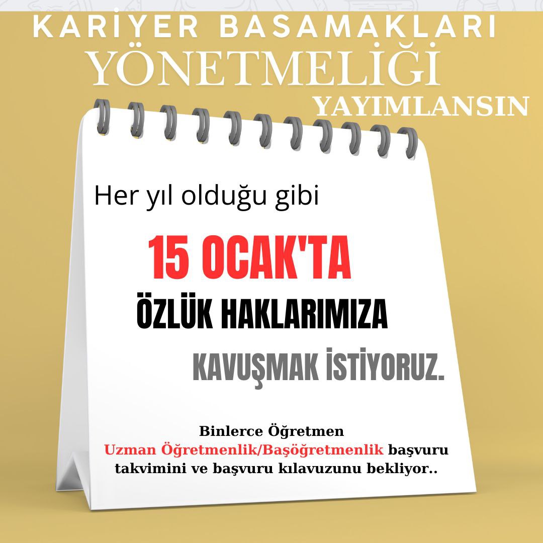 Binlerce öğretmen yönetmeliği, kılavuzu bekliyor. Yönetmelik ve kılavuz hemen yayınlanmalı ve tazminatlar 15 Ocak 2025'te maaşlara yansıtılmalıdır. <a href="/RTErdogan/">Recep Tayyip Erdoğan</a> <a href="/tcbestepe/">T.C. Cumhurbaşkanlığı</a> <a href="/Yusuf__Tekin/">Yusuf Tekin</a> <a href="/tcmeb/">Millî Eğitim Bakanlığı</a> <a href="/CevdetVural40/">Cevdet Vural</a> <a href="/_aliyalcin_/">Ali YALÇIN</a> <a href="/talatyavuz29/">Talat YAVUZ</a> #MEBömkYÖNETMELİKyayimla