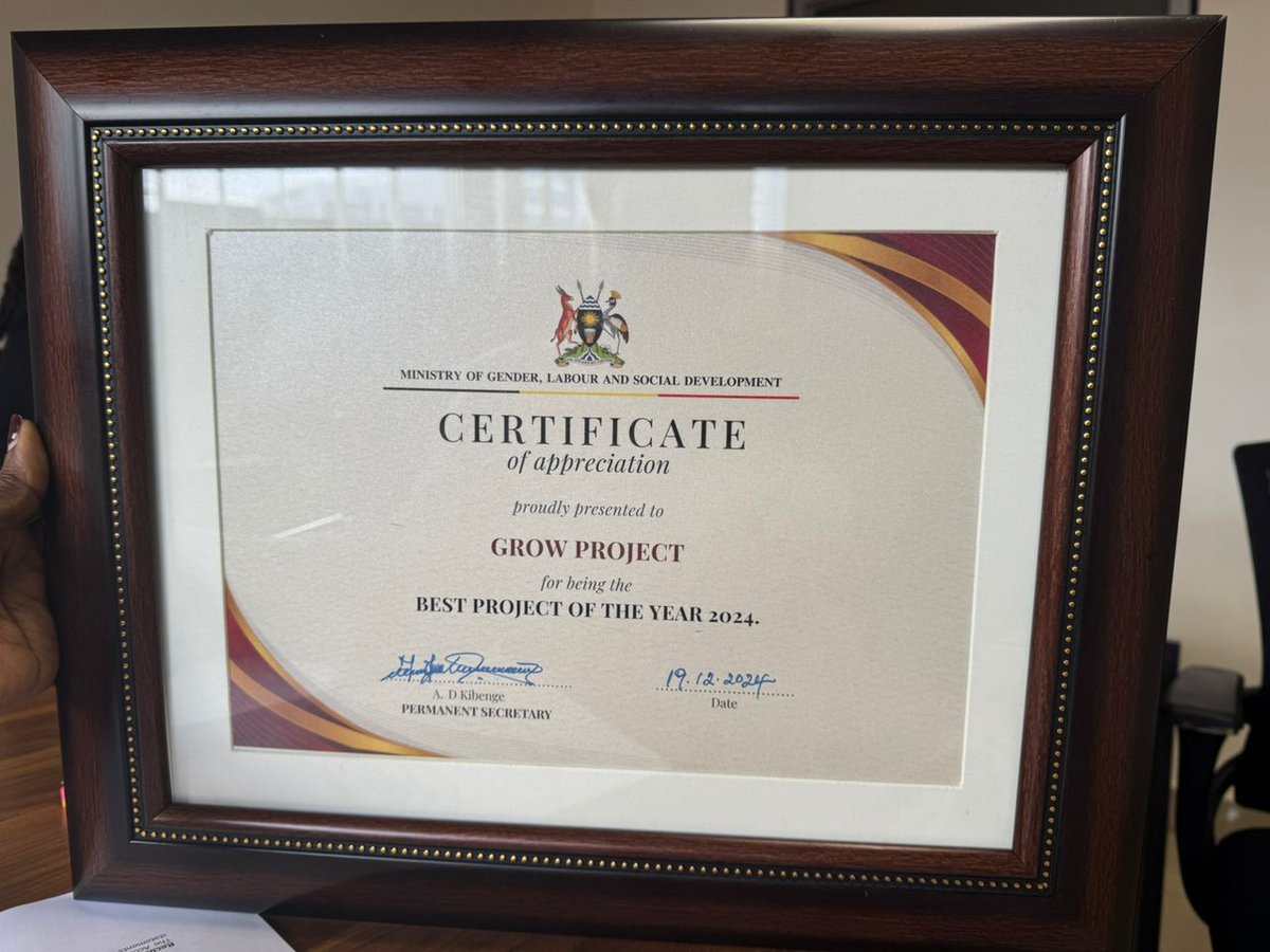 UgGrowproject's tweet photo. All this and much more has brought this year's award for #Best #Project home, &amp; together with our line Minister @Hon. Davinia Esther Anyakun, we celebrated the efforts of the team and the success so far. 
A Merry Christmas &amp; a prosperous 2025 to you all. https://t.co/YBBAkTZtd9