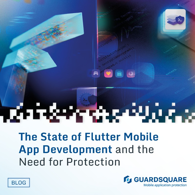 Guardsquare's tweet photo. As Flutter's popularity rises, security threats become more pervasive. Developers should protect these apps with code obfuscation, RASP, and secure storage. Guard your Flutter apps with Guardsquare’s DexGuard and iXGuard.