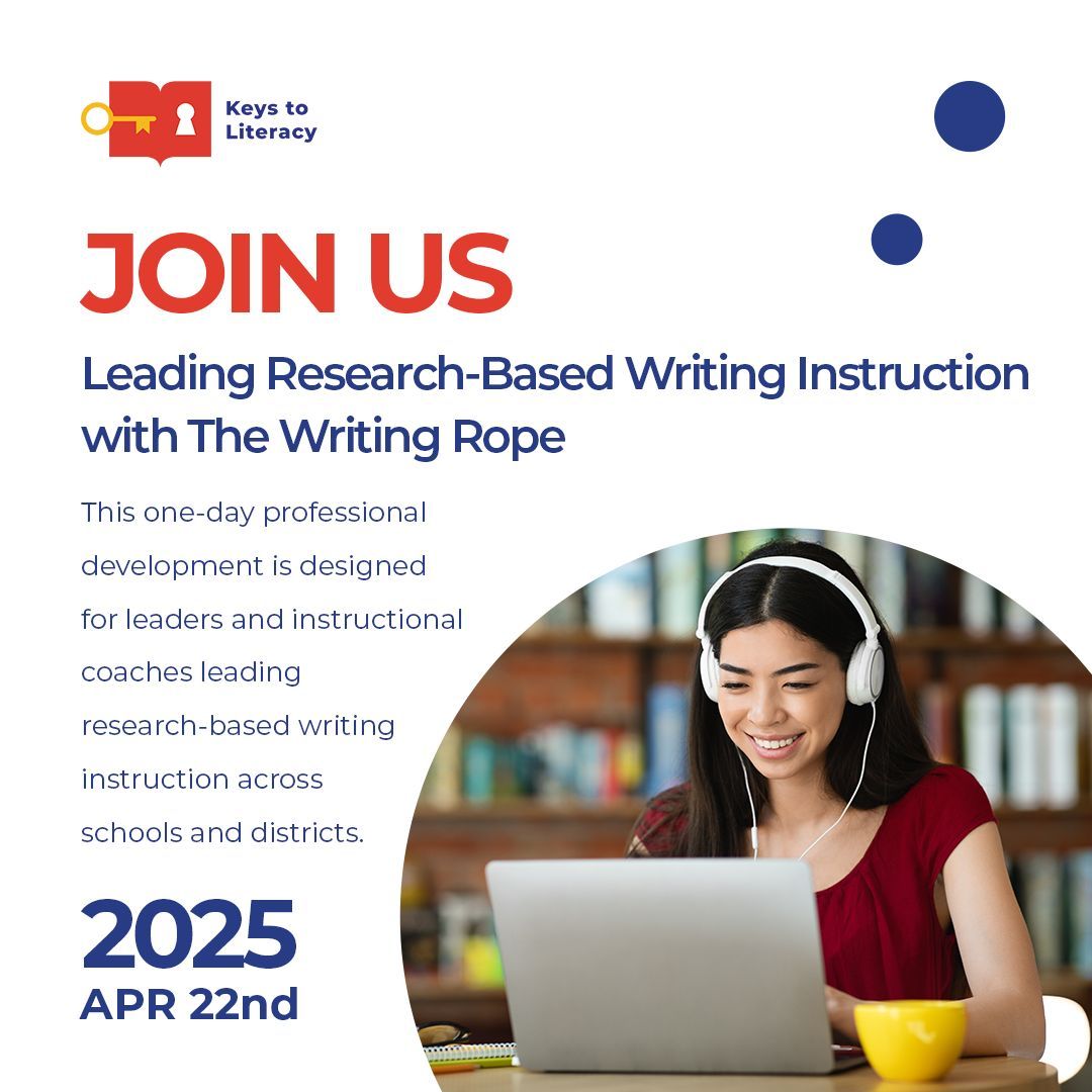 KeystoLiteracy's tweet photo. Join us for a one-day live virtual training on April 22, 2025, focused on leading research-based writing instruction with The Writing Rope framework.
https://t.co/EaPja5Kwwr
#scienceofreading #keystoliteracy #literacypd #literacyprofessionaldevelopment #literacyresource https://t.co/3RggKHlx13