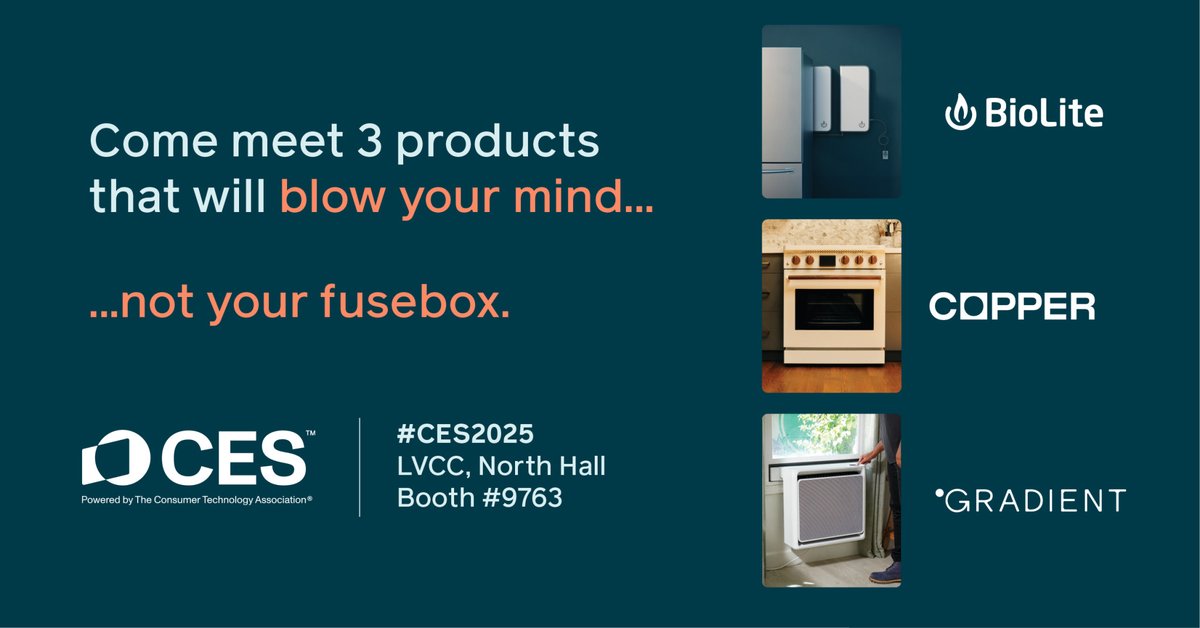 gradientcomfort's tweet image. Gradient is going to CES - the most powerful tech event in the world!  
  
📍 Where:  CES 2025 

📅 When: January 7–10, 2025

We can’t wait to see you there!
 
#CES2024 #biolite #copper #climatetech