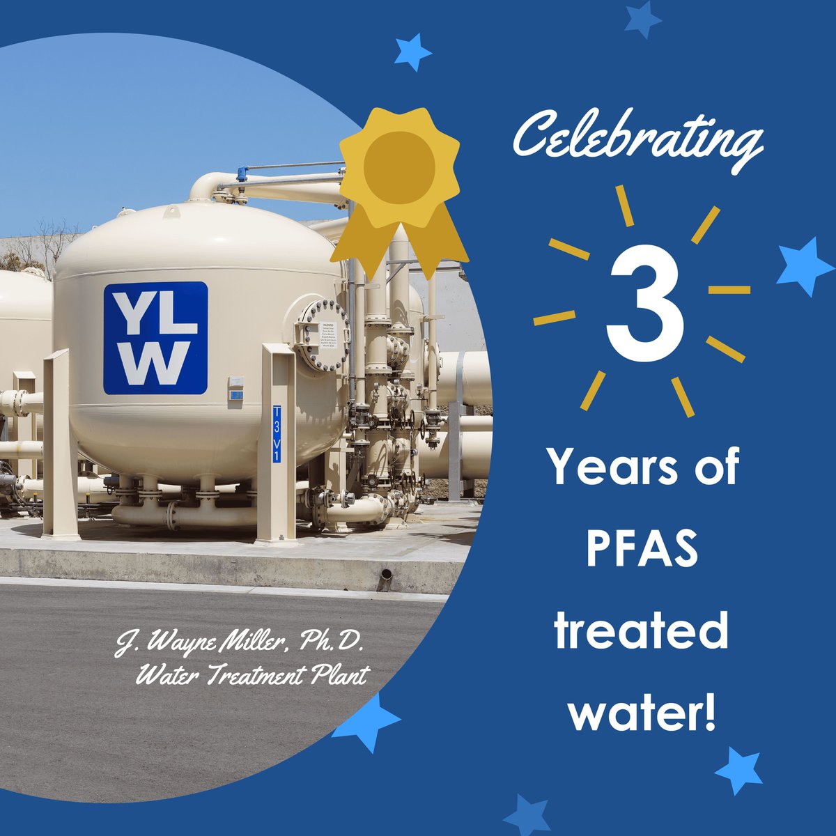 ⭐️ Flashback Friday! ⭐️
Three years ago today, the J. Wayne Miller, Ph.D. Water Treatment Plant began operation!  Capable of treating up to 25 million gallons daily, YLWD's PFAS plant provides clean drinking water for our 80,000 customers.