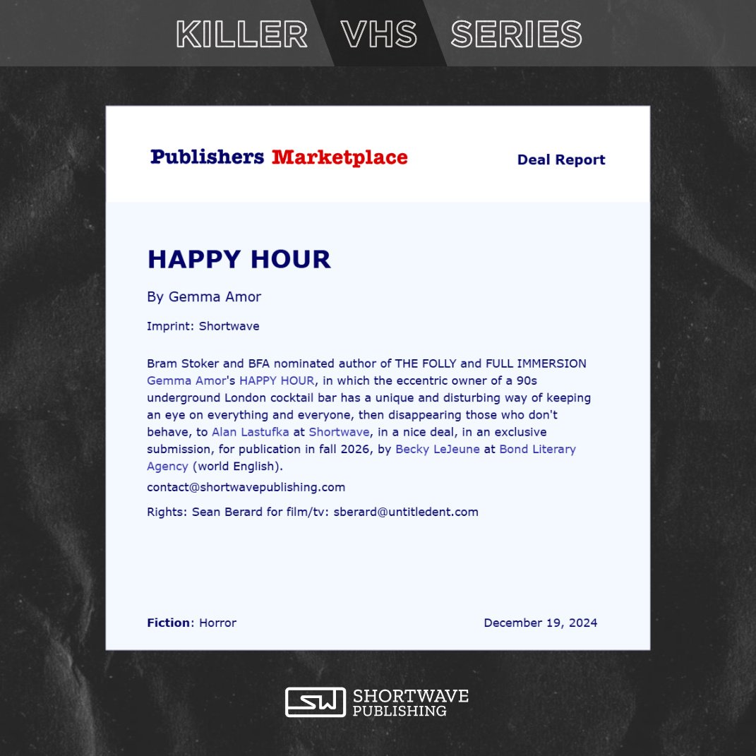 And WHY NOT CLOSE OUT 2024 WITH ANOTHER BOOK DEAL?

I'm RIDICULOUSLY excited about joining the Shortwave Books family!

Cocktail meets American Psycho by way of 90s London.

Huge thanks to Alan for taking a chance on me and my agent Becky.

Brian the Barman makes a mean martini.