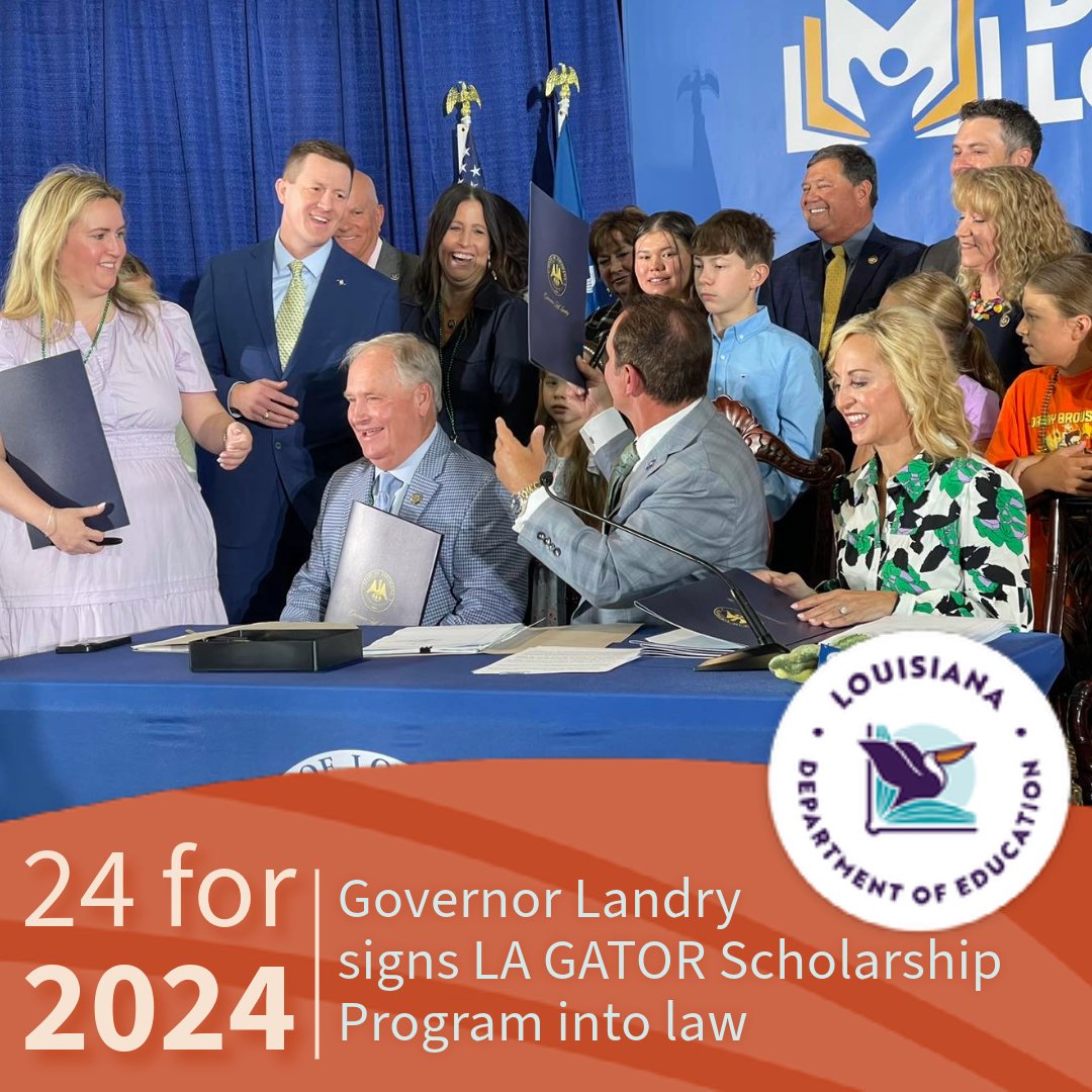 LDOE (@doelouisiana) on Twitter photo Earlier this year, <a href="/LAGovJeffLandry/">Governor Jeff Landry</a> signed the LA GATOR Scholarship Program into law - brining Louisiana parents access to education scholarship accounts for the first time ever. Applications open by March 1, 2025 for next school year. #laed #lalege #lagov ow.ly/qGkt50UuFUu Earlier this year, <a href="/LAGovJeffLandry/">Governor Jeff Landry</a> signed the LA GATOR Scholarship Program into law - brining Louisiana parents access to education scholarship accounts for the first time ever. Applications open by March 1, 2025 for next school year. #laed #lalege #lagov ow.ly/qGkt50UuFUu